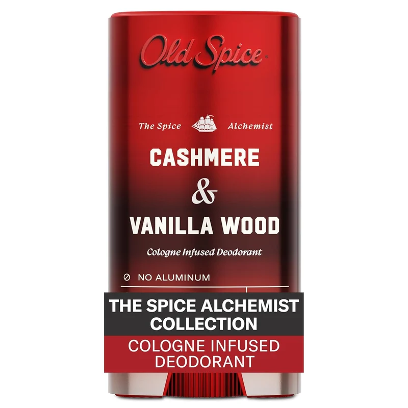 Old Spice Aluminum Free Deodorant for Men, The Spice Alchemist Collection, 24/7 Cologne Infused Scent - Cashmere + Vanilla Wood Scent