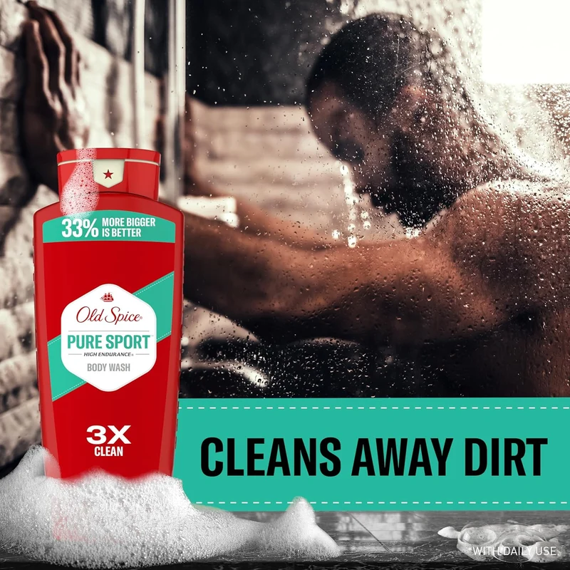 Old Spice Refreshing Body Wash for Men, High Endurance, 3X Defense, 24/7 Shower Fresh - Pure Sport Scent (Pack of 2)