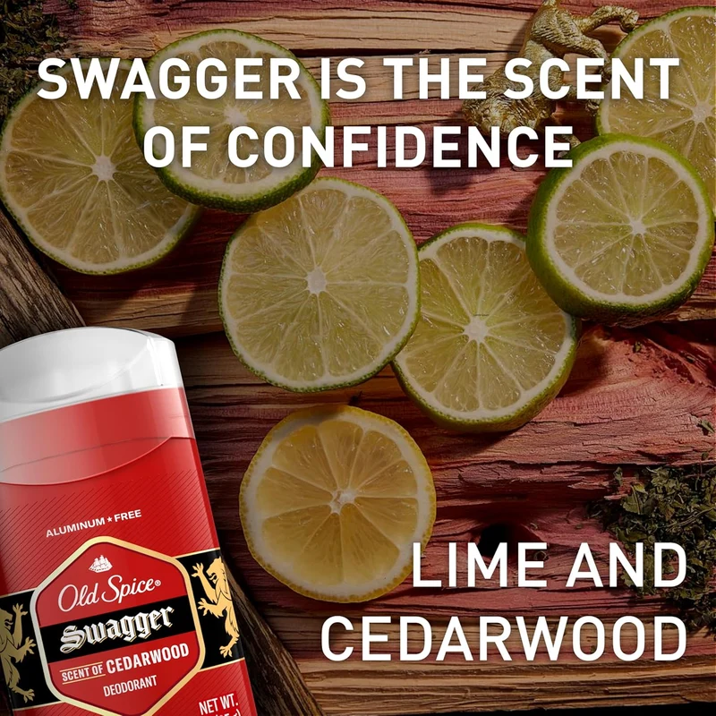 Old Spice Aluminum Free Deodorant for Men, 24/7 Odor Protection Swagger w/ Cedarwood Scent (Pack of 3)