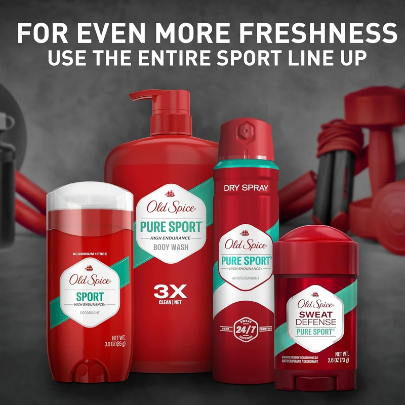 Old Spice Aluminum Free Deodorant For Men, 24/7 Sweat Defense & Advanced Odor Protection - Pure Sport Scent (Pack of 3)
