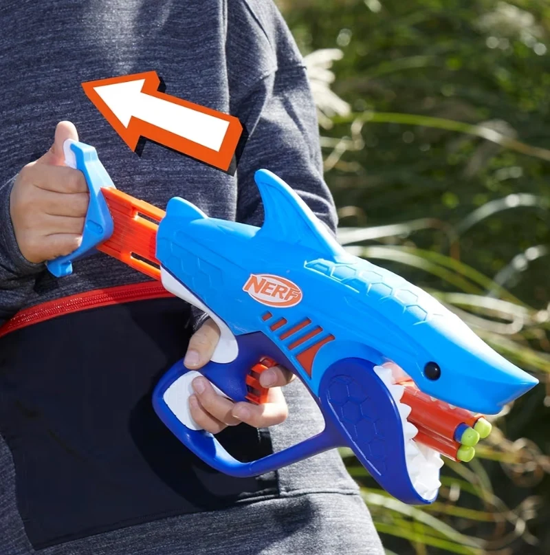 NERF Junior Wild Sharkfire, Easy Play Dart Blaster, 8 Elite Darts - Outdoor Toys