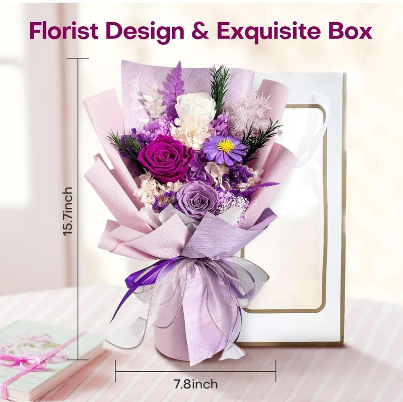 Preserved Flowers Bouquet, Eternal Natural Rose - Special Occasion - Decorations