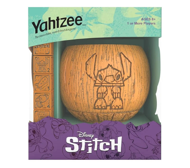 YAHTZEE: Collectible Tiki Style Dice Cup, Classic Dice Game Based on Disney’s Lilo & Stitch