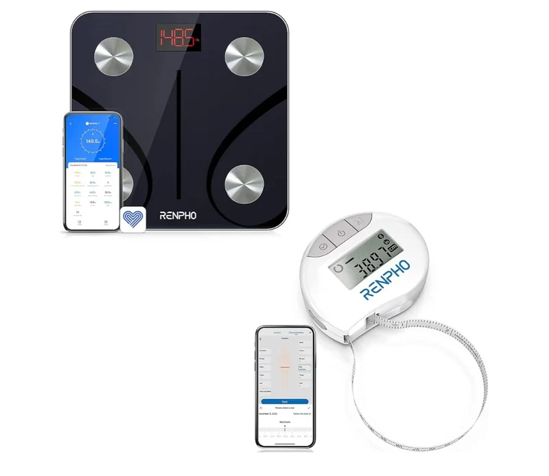 Bluetooth Digital Weight Scale,Smart Body Composition Analyzer with Smart Tape Measure Body with App