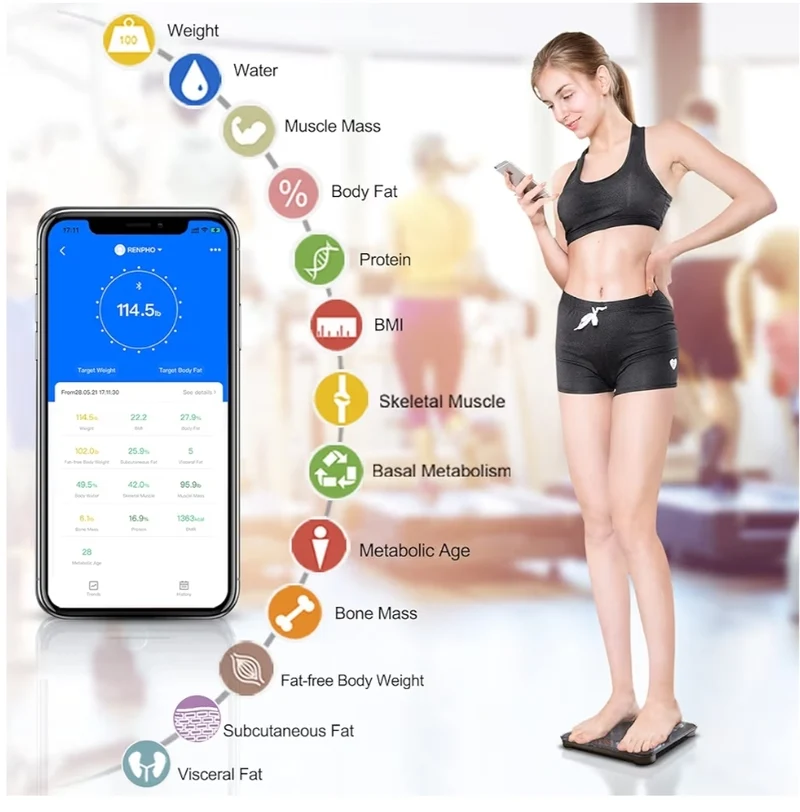 Bluetooth Digital Weight Scale,Smart Body Composition Analyzer with Smart Tape Measure Body with App