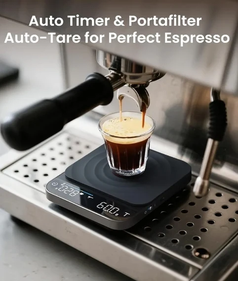 Smart Tape Measure with Large Display, and Rechargeable Coffee Scale, Espresso Scale with Timer