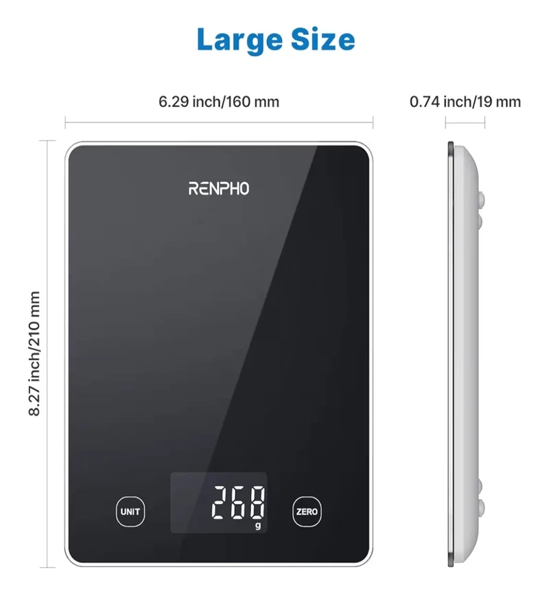 Smart Food Weight Scale w/ Nutritional Calculator, Gram Scale for Weight Loss Cooking Baking Keto Macro Diet - Black Glass