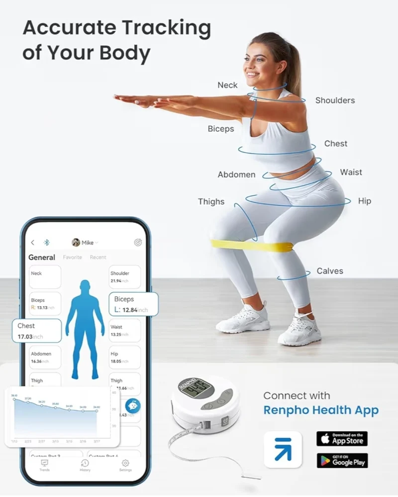 Food Scale with Nutritional Calculator, RENPHO Body Measuring Tape