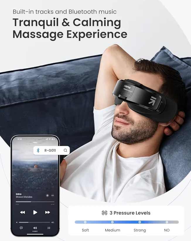 Eyeris Shift Eye Massager for Migraines Heated Eye Massager & Sleep Mask for Relaxation- Detachable Eye Massager Mask