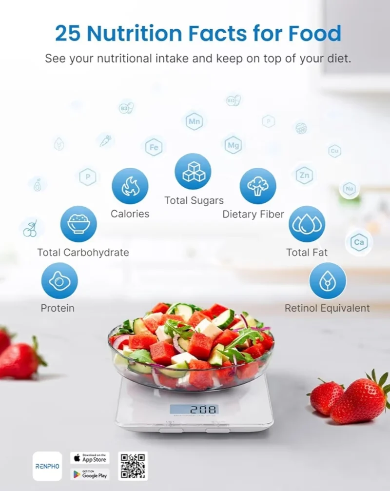 Smart Food Scale with Nutritional Calculator and Smart Scale with Color Display