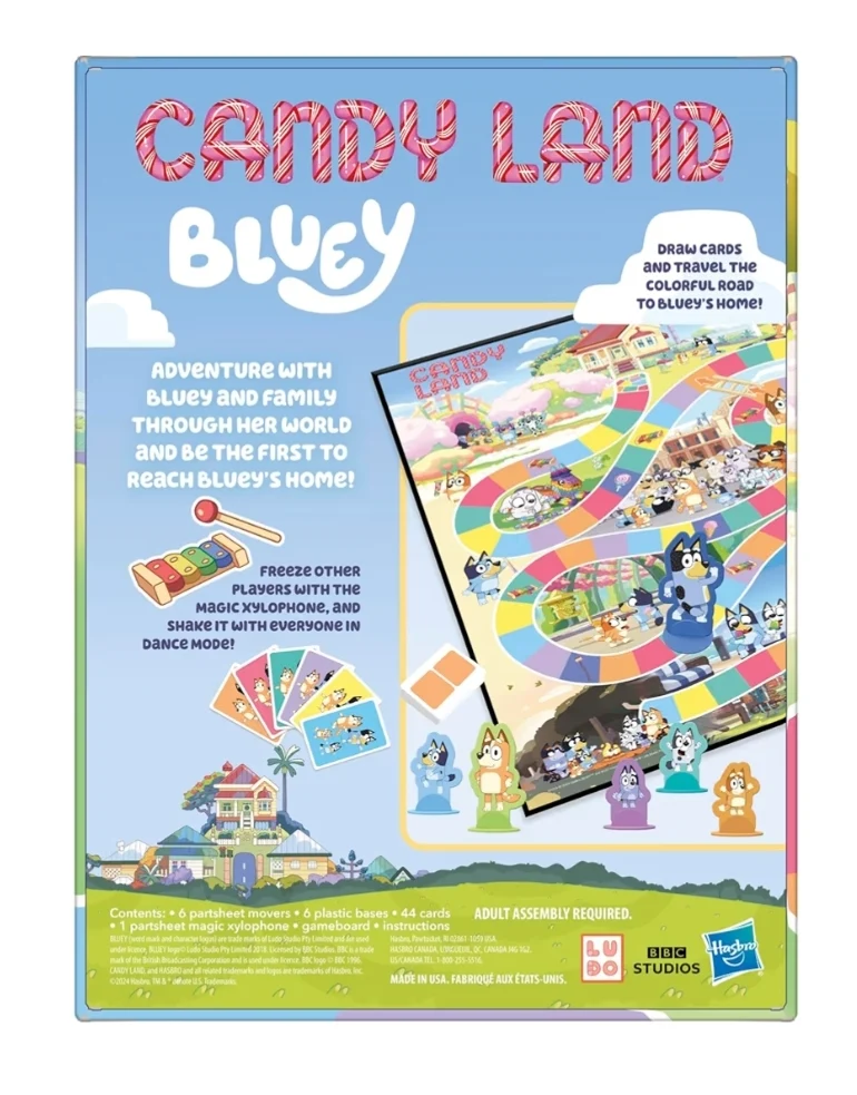 Hasbro Gaming Candy Land Bluey Edition Board Game - Play as Dad, Mum, Bluey, Bingo, Muffin, or Socks