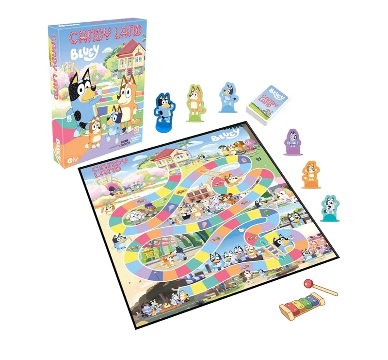 Hasbro Gaming Candy Land Bluey Edition Board Game - Play as Dad, Mum, Bluey, Bingo, Muffin, or Socks