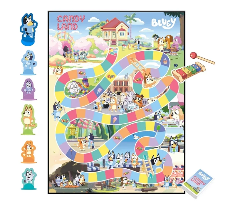 Hasbro Gaming Candy Land Bluey Edition Board Game - Play as Dad, Mum, Bluey, Bingo, Muffin, or Socks