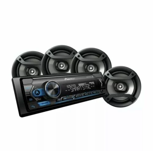Pioneer 1-Din Bluetooth Digital Media Receiver and 2 PAIRS 6.5" Coaxial Speakers
