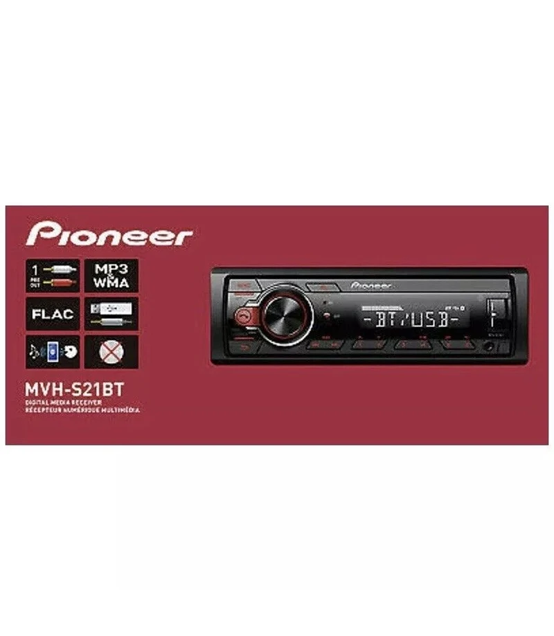 Pioneer MVH-S21BT Stereo Single DIN Bluetooth In-Dash USB MP3 Auxiliary AM/FM