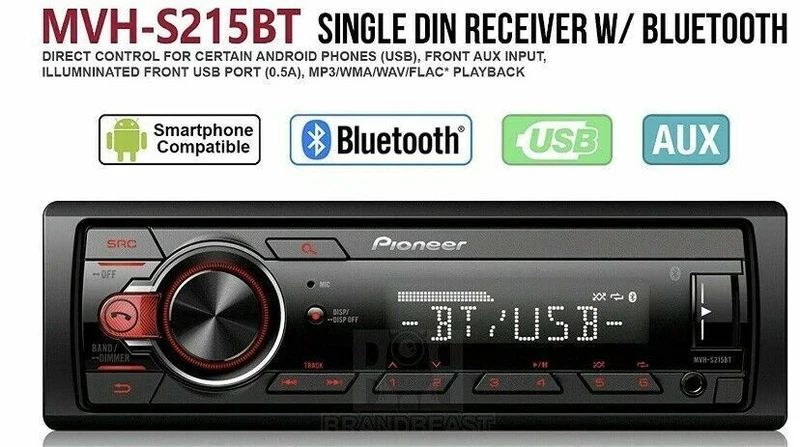 Pioneer MVH-S21BT Stereo Single DIN Bluetooth In-Dash USB MP3 Auxiliary AM/FM