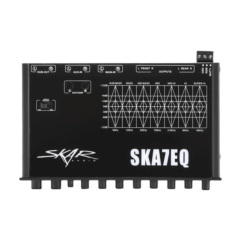 NEW SKAR AUDIO SKA7EQ 7 BAND 1/2 DIN CAR AUDIO EQ W/ FRONT REAR AND SUB OUTPUT