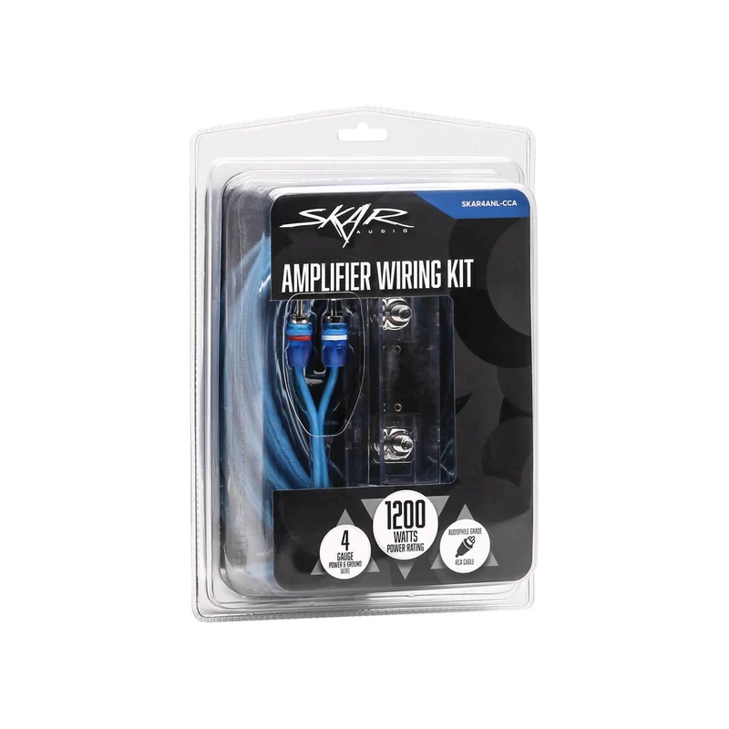 NEW SKAR AUDIO 4 GAUGE 1,200 WATT CCA AMPLIFIER WIRING KIT W RCA (SKAR4ANL-CCA)