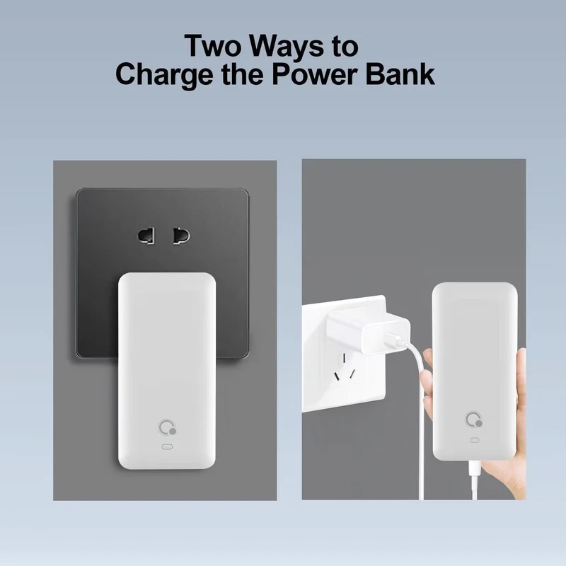 Built IN AC Wall Plug 10000mAh Q Portable Charger, Ultra Slim USB C Power Bank,