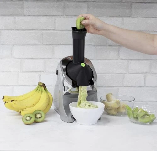 Yonanas Deluxe Vegan Non-Dairy Frozen Fruit Soft Serve Dessert Maker I Gray