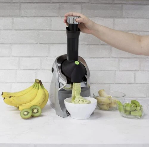 Yonanas Deluxe Vegan Non-Dairy Frozen Fruit Soft Serve Dessert Maker I Gray