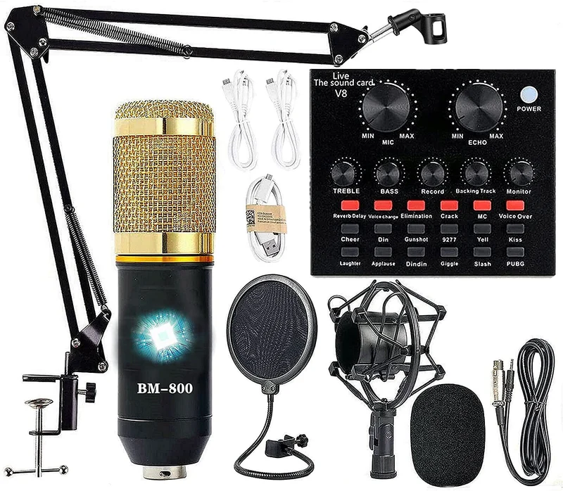 ALPOWL BM-800 Condenser Microphone Bundle, Mic Kit with Live Sound Card