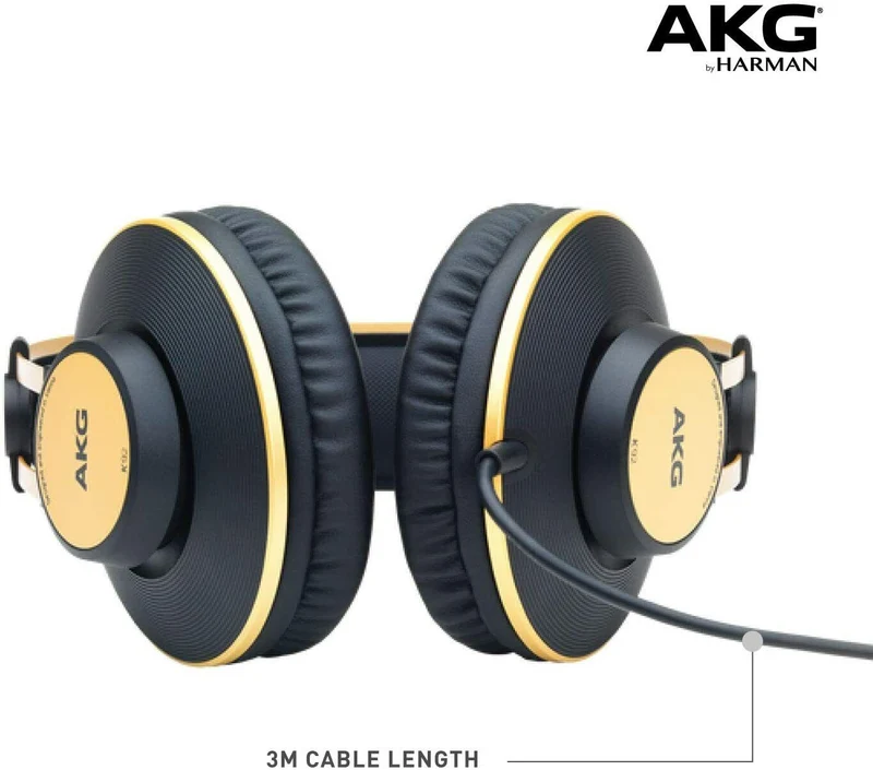 AKG Pro Audio K92 Over-Ear, Closed-Back, Studio Headphones, Matte Black and Gold