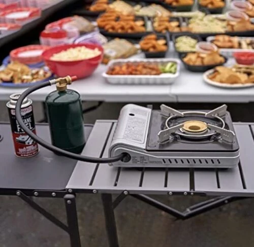 Grill Boss 90057 Dual Fuel Camp Portable Stove + 4 x 8 oz. Tins of Butane Fuel