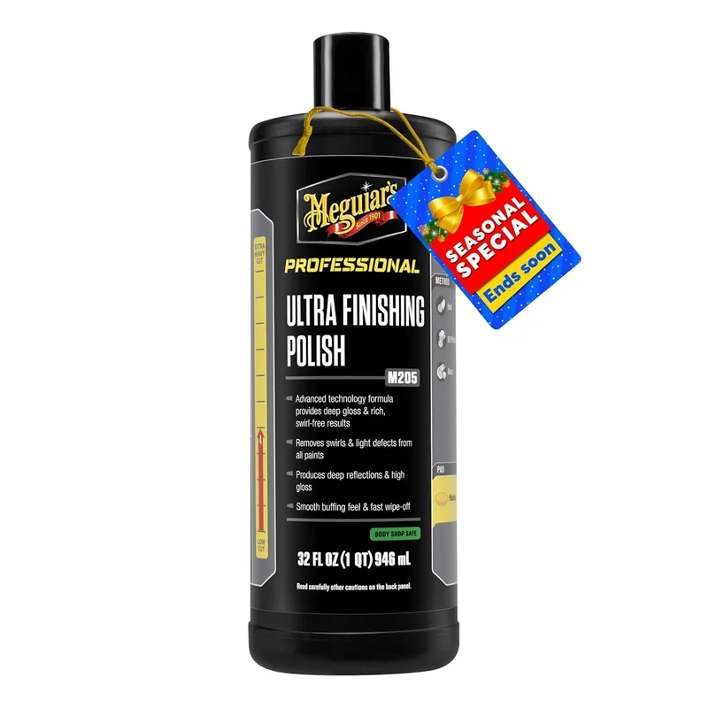 Meguiar's Mirror Glaze Ultra Finishing Polish for Impeccable Shine,Removes Defects and Swirls for a High Gloss (32 Oz)