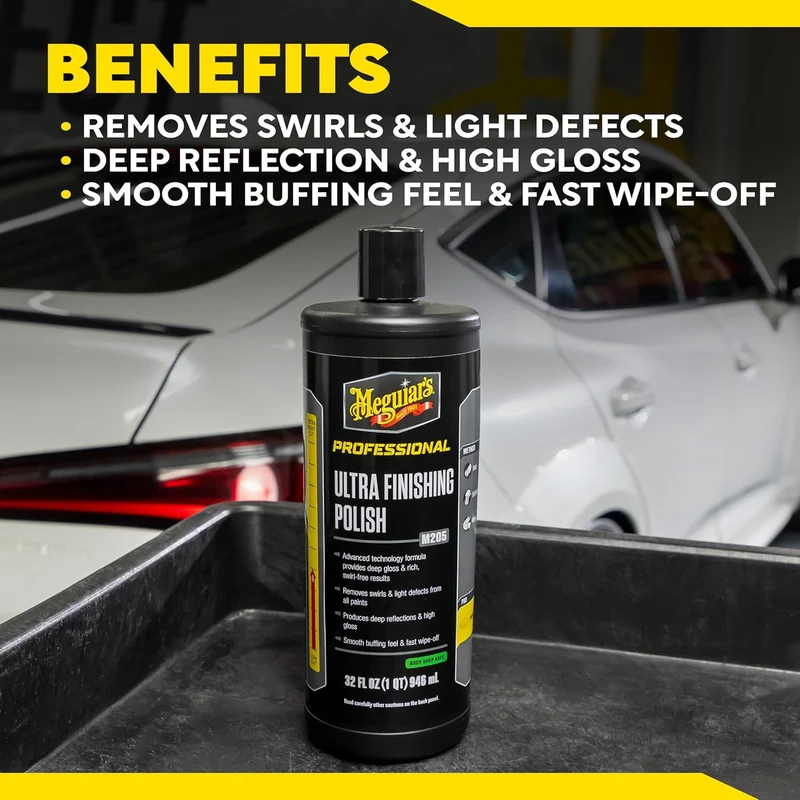 Meguiar's Mirror Glaze Ultra Finishing Polish for Impeccable Shine,Removes Defects and Swirls for a High Gloss (32 Oz)