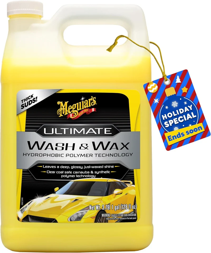 Meguiar's Ultimate Wash and Wax Shine, and Protect with an Enhanced pH Neutral Car Paint Cleaner - 1 Gallon