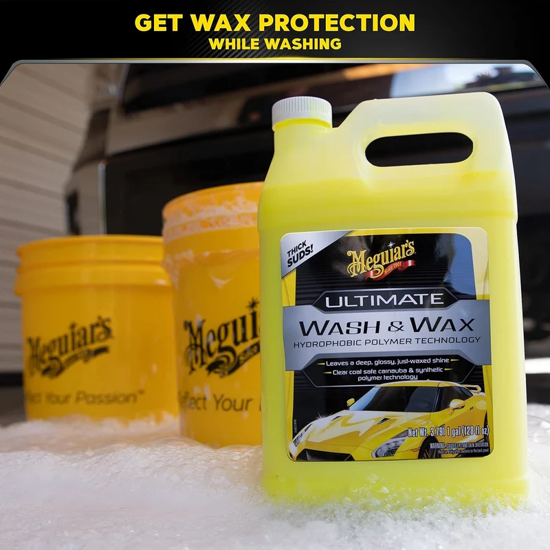 Meguiar's Ultimate Wash and Wax Shine, and Protect with an Enhanced pH Neutral Car Paint Cleaner - 1 Gallon