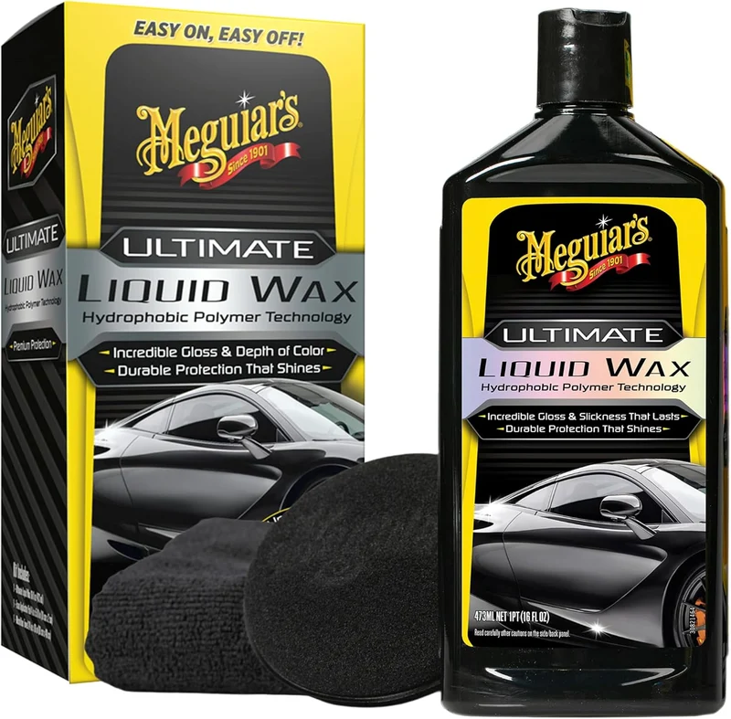 Meguiar's Ultimate Liquid Wax Formula for Durable Protection that Shines, Premium Towel and Applicator Pad Car Accessories (16 Oz)