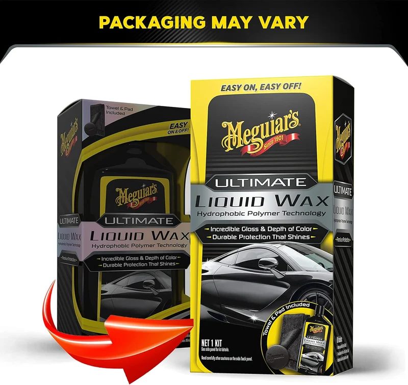 Meguiar's Ultimate Liquid Wax Formula for Durable Protection that Shines, Premium Towel and Applicator Pad Car Accessories (16 Oz)