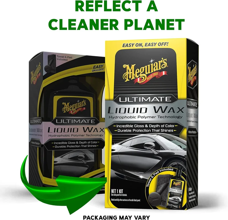Meguiar's Ultimate Liquid Wax Formula for Durable Protection that Shines, Premium Towel and Applicator Pad Car Accessories (16 Oz)