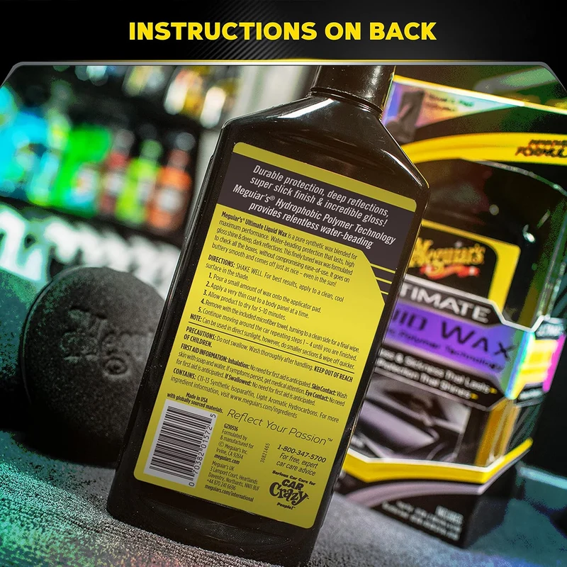 Meguiar's Ultimate Liquid Wax Formula for Durable Protection that Shines, Premium Towel and Applicator Pad Car Accessories (16 Oz)