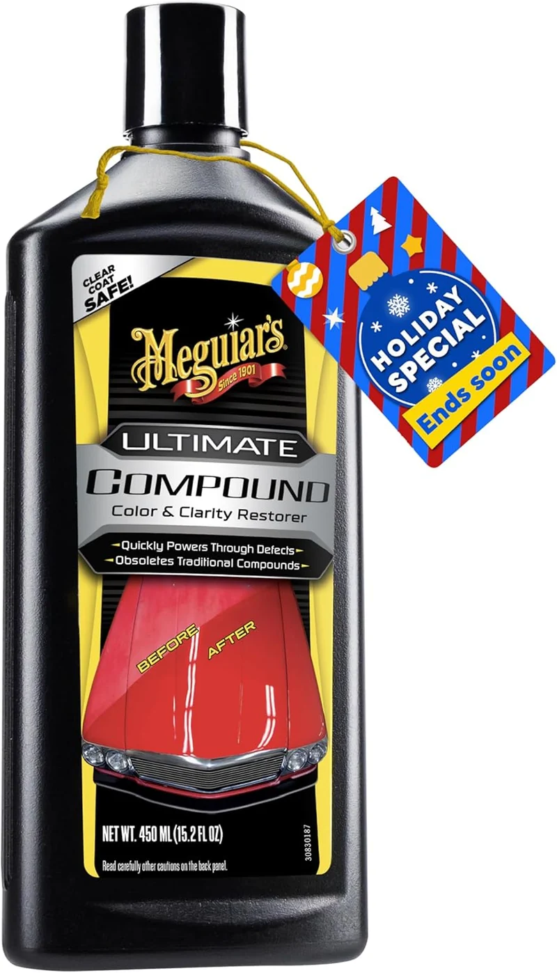 Meguiar’s Ultimate Compound, Pro-Grade Car Scratch Remover for Paint Correction, Removes Swirls and Defects (15.2 Oz)