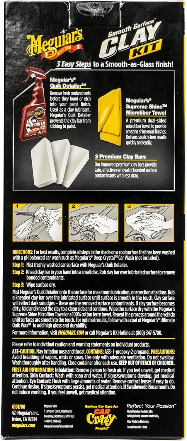 Meguiar's Smooth Surface Clay Kit, Safe and Easy Car Claying for Smooth - Glass Finish