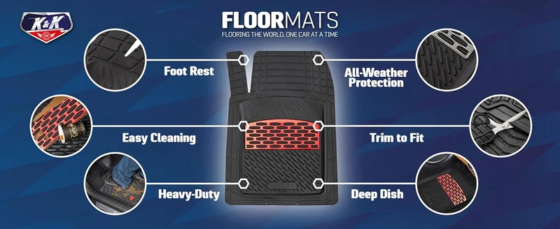 3D Car Floor Mat thick Heavy Duty Durable Universal - Sapphire Red Deep Dish for Cars SUVs Minivan Truck