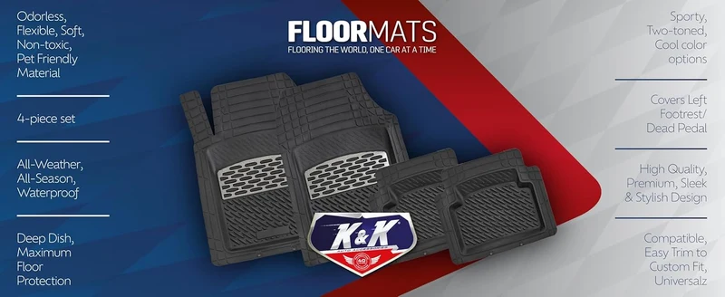 3D Car Floor Mat Thick Heavy Duty Durable Universal - Sapphire Black Deep Dish for Cars SUVs Minivan Truck