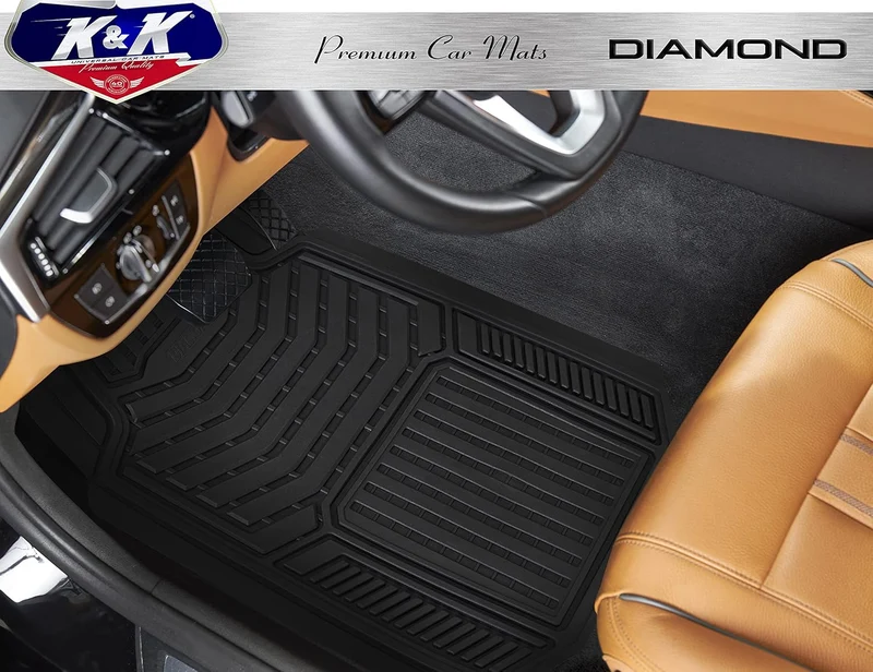 3D Car Floor Mat Thick Heavy Duty Durable Universal - Diamond Black Deep Dish for Cars SUVs Minivan Truck