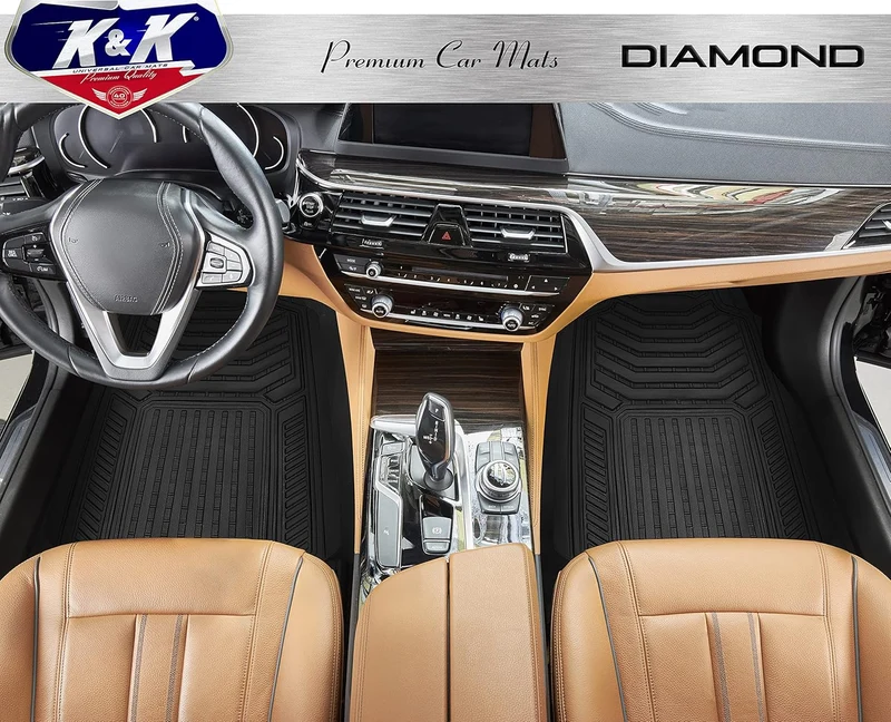 3D Car Floor Mat Thick Heavy Duty Durable Universal - Diamond Black Deep Dish for Cars SUVs Minivan Truck