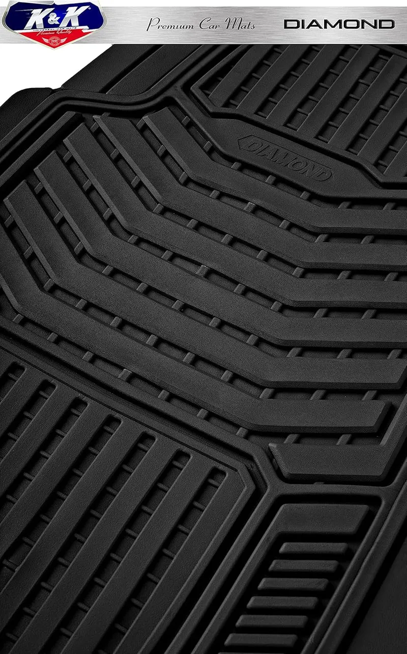 3D Car Floor Mat Thick Heavy Duty Durable Universal - Diamond Black Deep Dish for Cars SUVs Minivan Truck