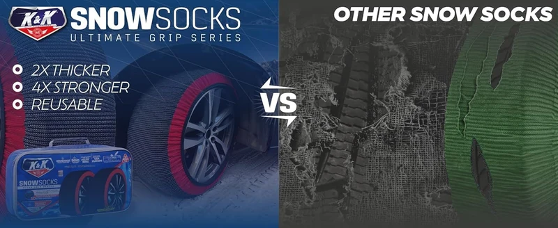 Snow Socks Tires Pro Series Ultimate Grip Snow Traction Device - Cars/ SUVs Winter Emergency Accessory (XL)