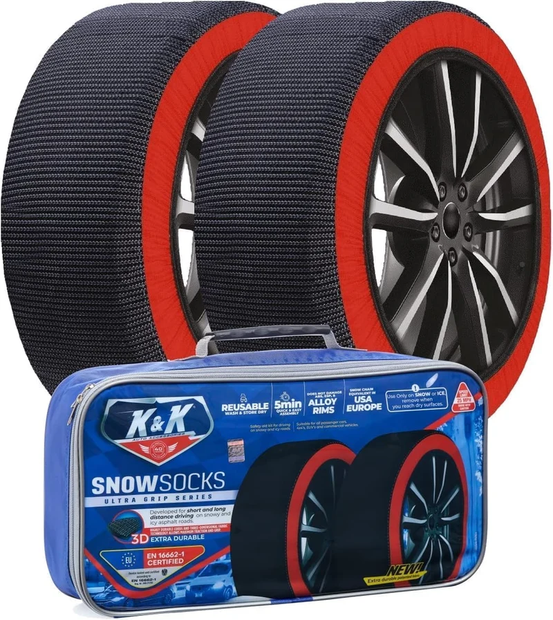 Snow Socks for Tires Pro Series Ultimate Grip Snow Traction Device - Cars/SUVs Winter Emergency Accessory (2XL)
