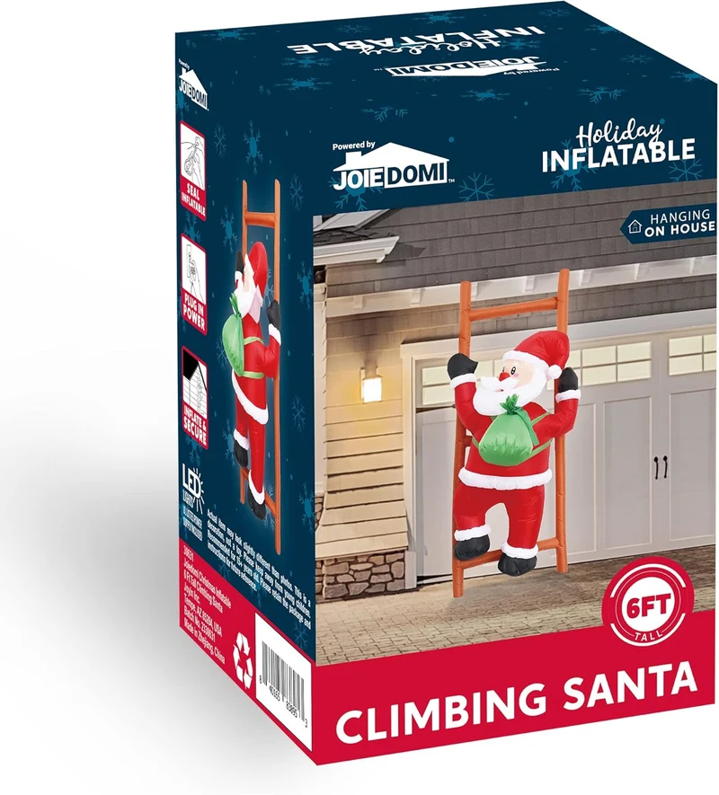 6 FT Christmas Inflatable Climbing Santa Decorations with Build-in LEDs