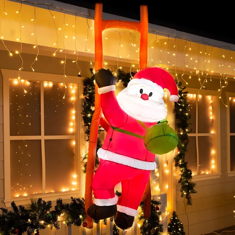 6 FT Christmas Inflatable Climbing Santa Decorations with Build-in LEDs