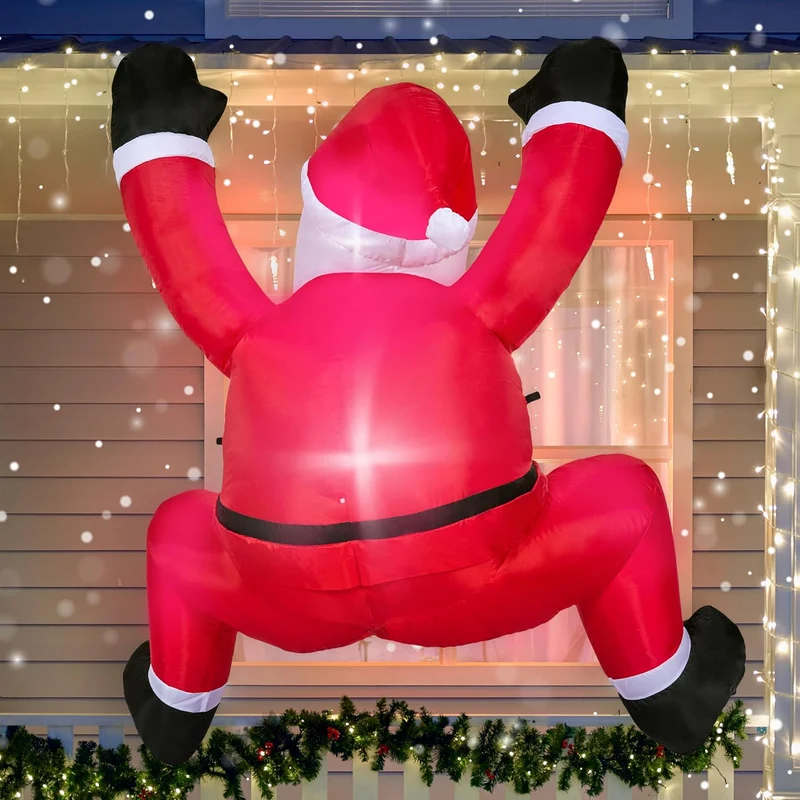6 FT Hanging Christmas Inflatables Decoration Climbing Santa with Build-in LED