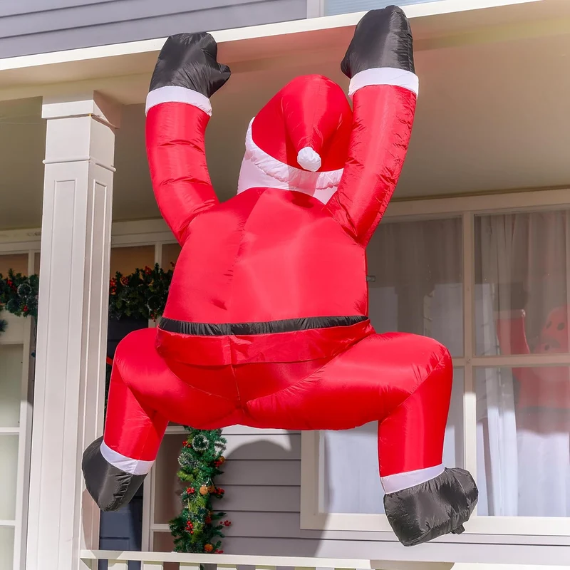6 FT Hanging Christmas Inflatables Decoration Climbing Santa with Build-in LED