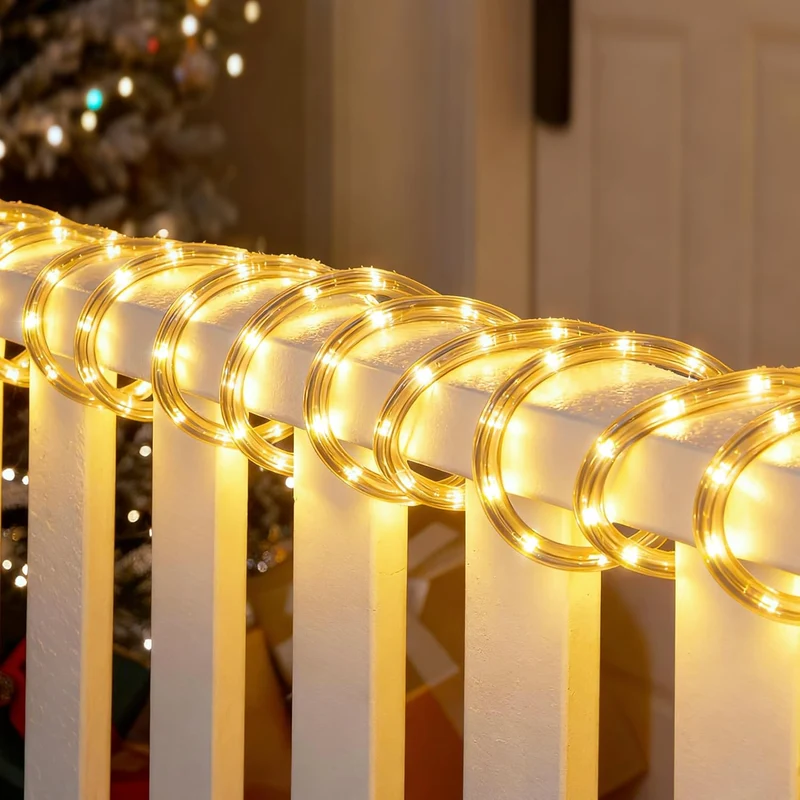 40FT LED Candy Cane Rope Lights, Waterproof 360 LED Christmas Decor Lights - (Warm White)